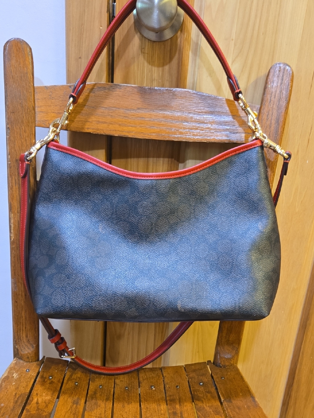 Coach Laurel In Dark Brown And Red - Picture 2 of 6